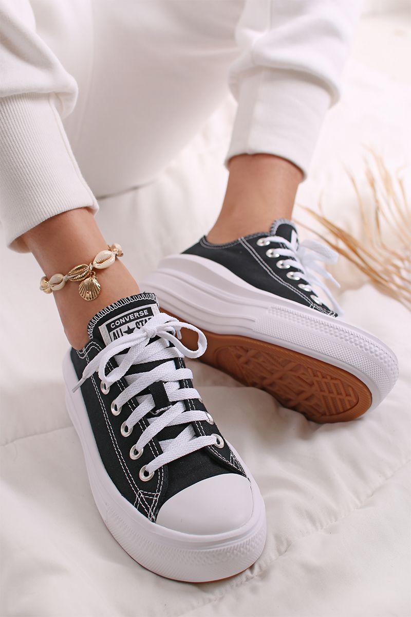 Čierne nízke tenisky na platforme Chuck Taylor All Star Canvas Color Move