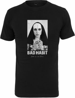 Mister Tee Tričko 'Bad Habit'  sivá melírovaná / čierna / biela