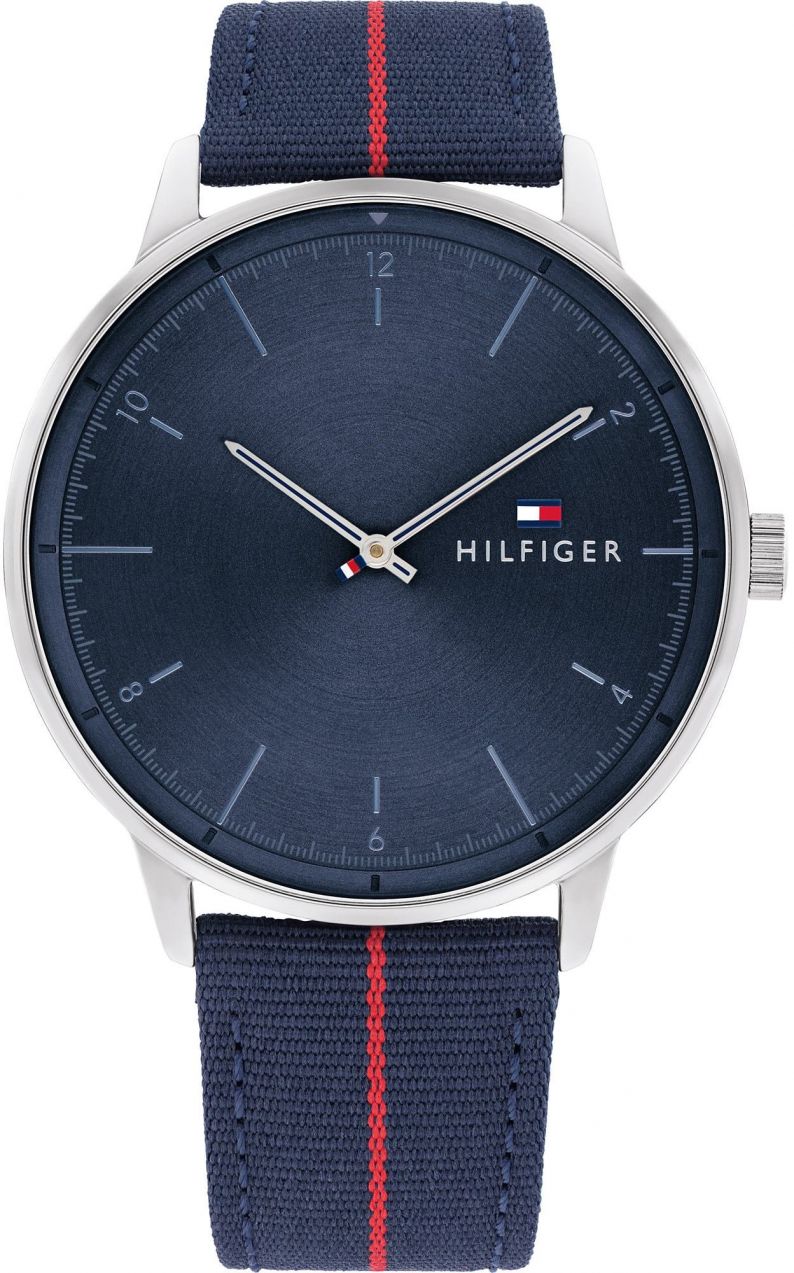 TOMMY HILFIGER Analógové hodinky  námornícka modrá / červená / strieborná