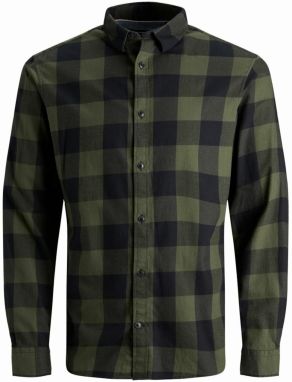 JACK & JONES Košeľa  olivová / čierna