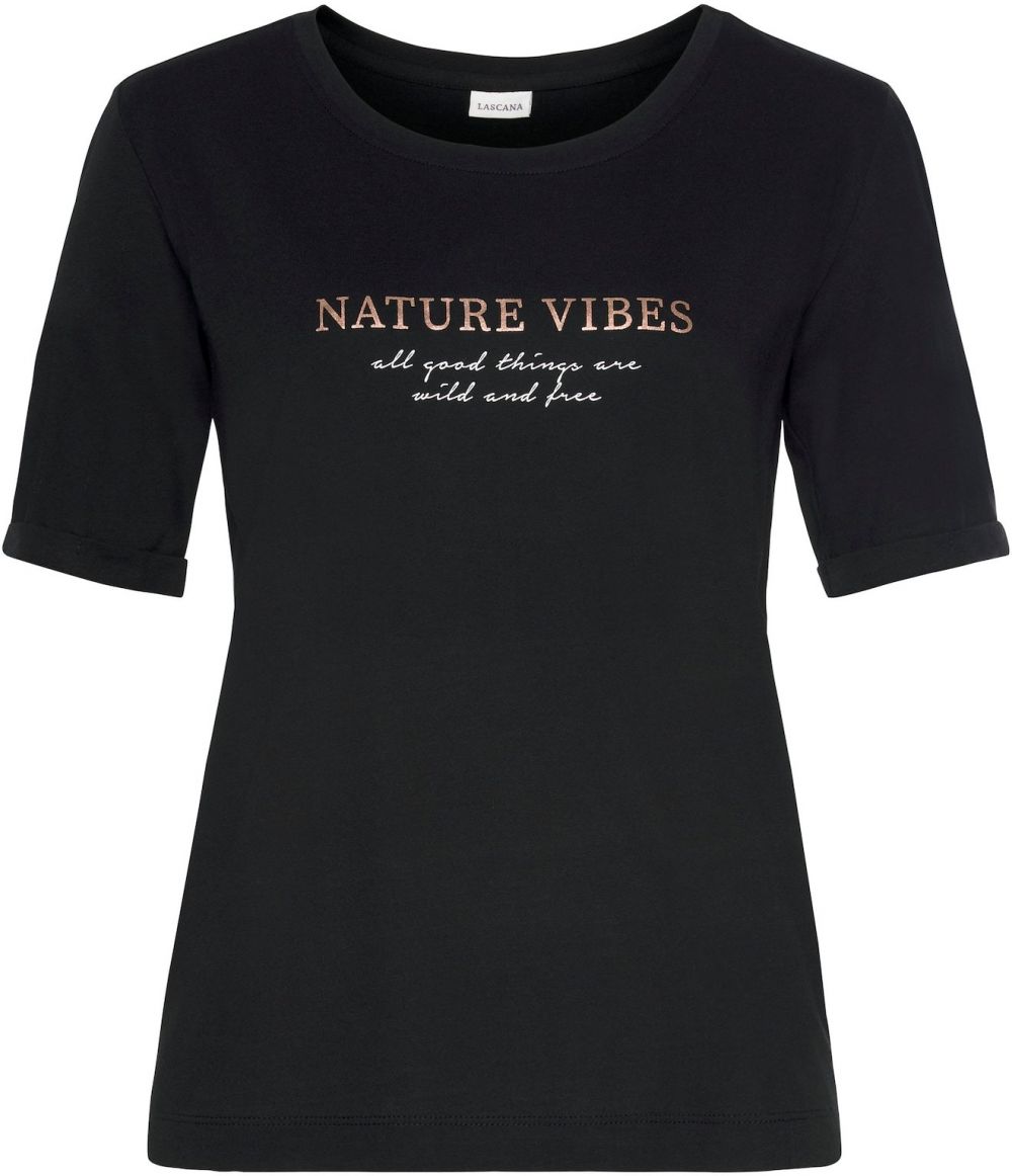 LASCANA Tričká na spanie  hnedá / čierna / biela