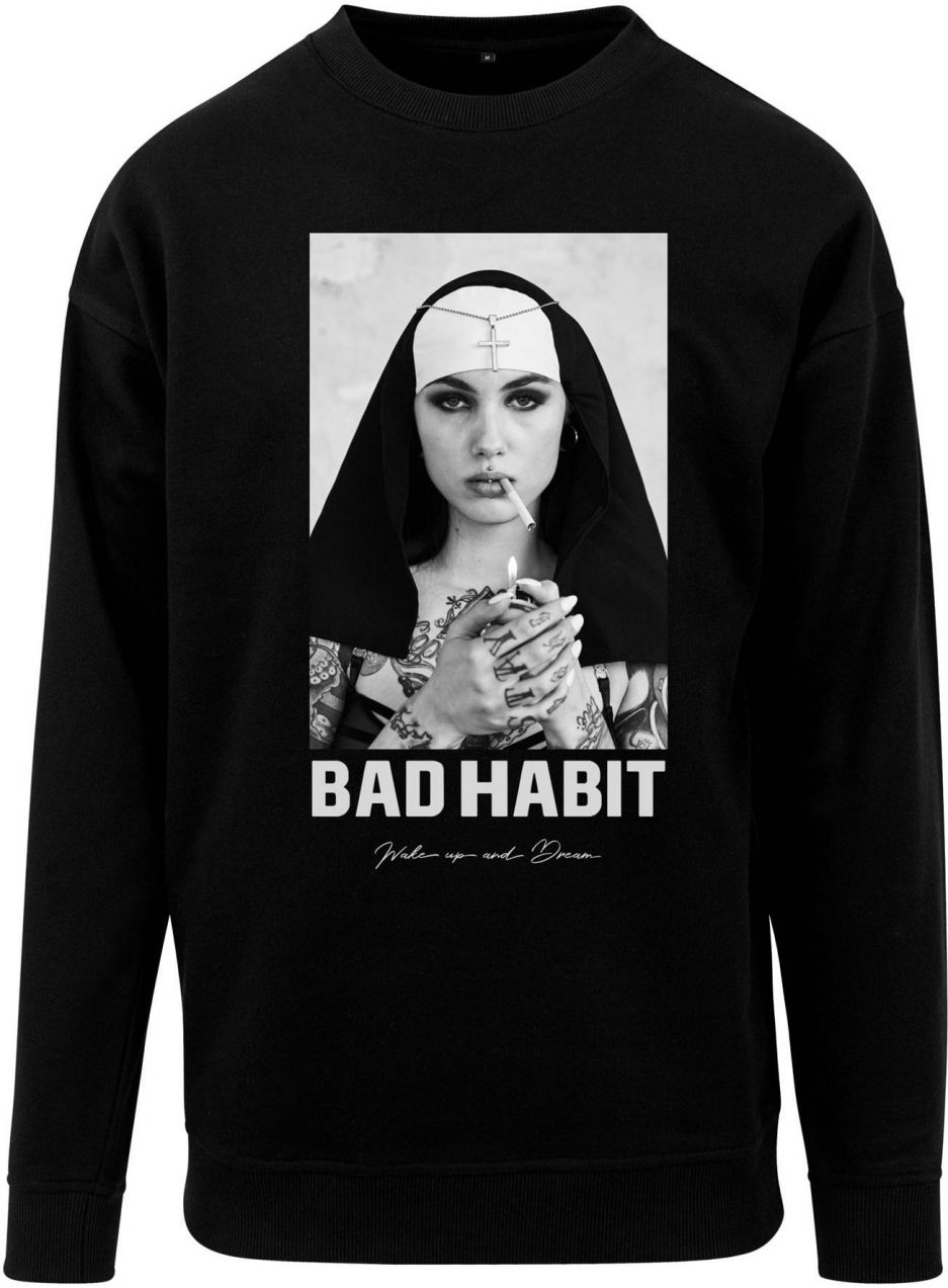 Mister Tee Mikina 'Bad Habit'  sivá / čierna / biela