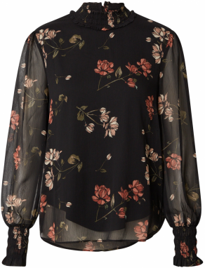 VERO MODA Blúzka 'Smilla'  olivová / ružová / hrdzavo červená / čierna