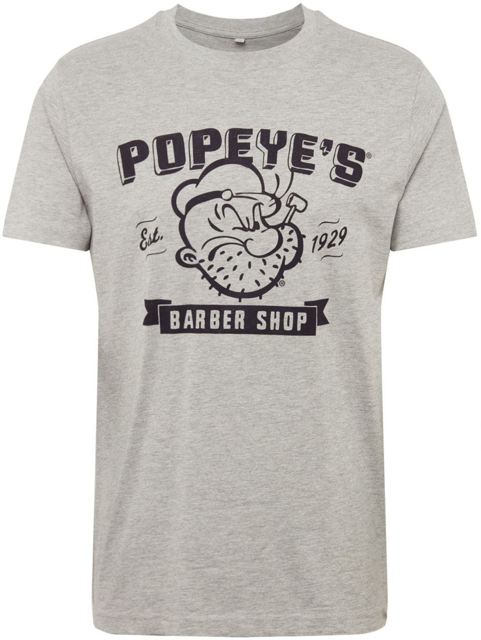 Merchcode Tričko 'Popeye Barber Shop'  sivá melírovaná / čierna