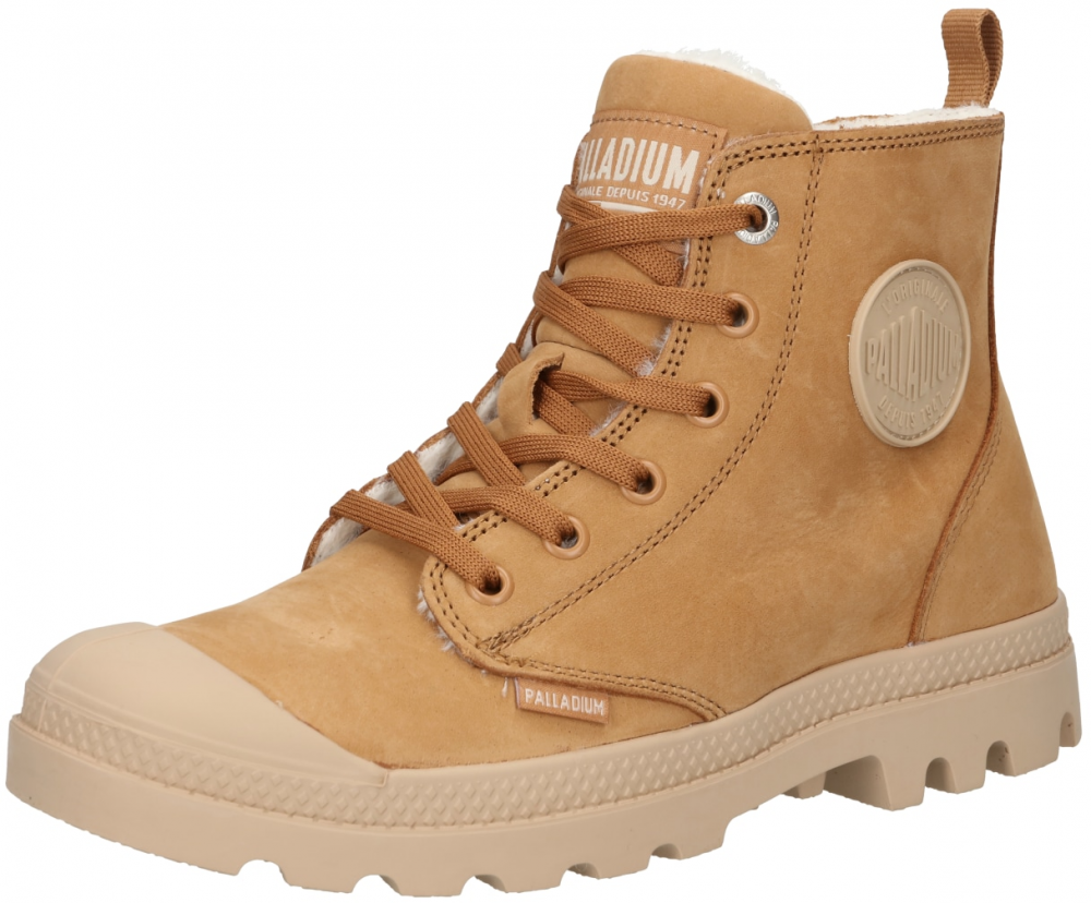 Palladium Šnurovacie členkové čižmy 'Pampa'  tmelová / koňaková