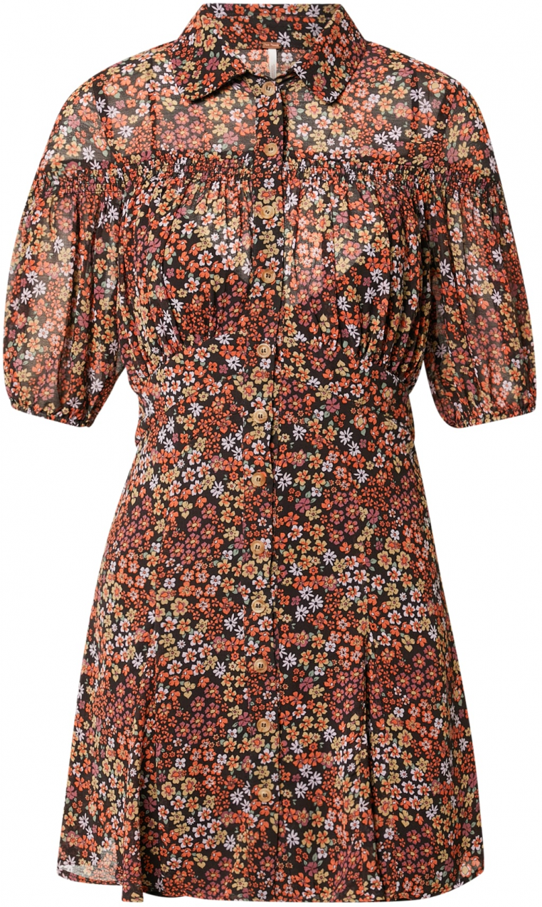 Free People Košeľové šaty 'BONNIE'  zelená / oranžová / čierna / biela