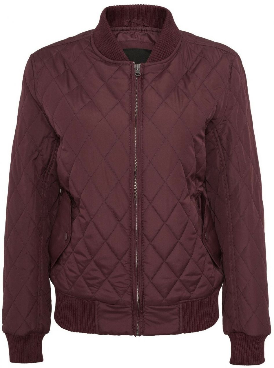 Urban Classics Prechodná bunda 'Diamond Quilt'  tmavočervená