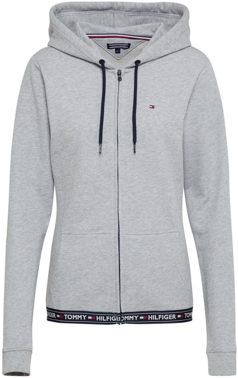 Tommy Hilfiger Underwear Tepláková bunda  tmavomodrá / sivá melírovaná / červená / biela