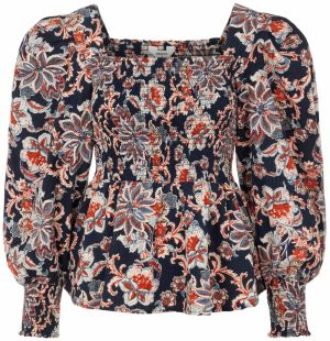 OBJECT Blúzka 'Naomi'  tmavomodrá / modrosivá / červená / biela