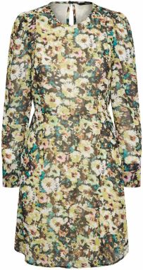 VERO MODA Šaty 'Nilla'  tmavohnedá / smaragdová / trstinová / svetlozelená / ružová