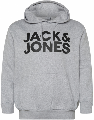 Jack & Jones Plus Mikina 'JJEcorp'  sivá melírovaná / čierna