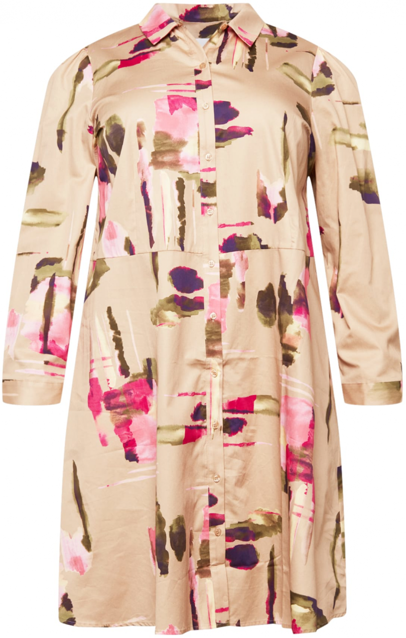 Selected Femme Curve Košeľové šaty 'Woodie'  béžová / olivová / tmavofialová / ružová / ružová