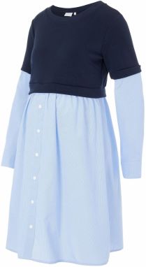 MAMALICIOUS Košeľové šaty 'Vera'  námornícka modrá / svetlomodrá