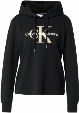 Calvin Klein Jeans Mikina  béžová / čierna / biela