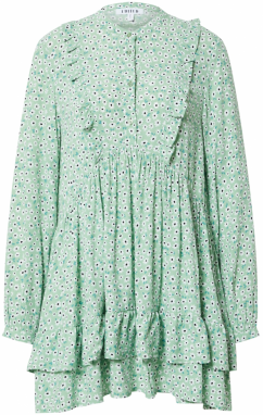 EDITED Košeľové šaty 'Bijou'  modrá / pastelovo zelená / biela