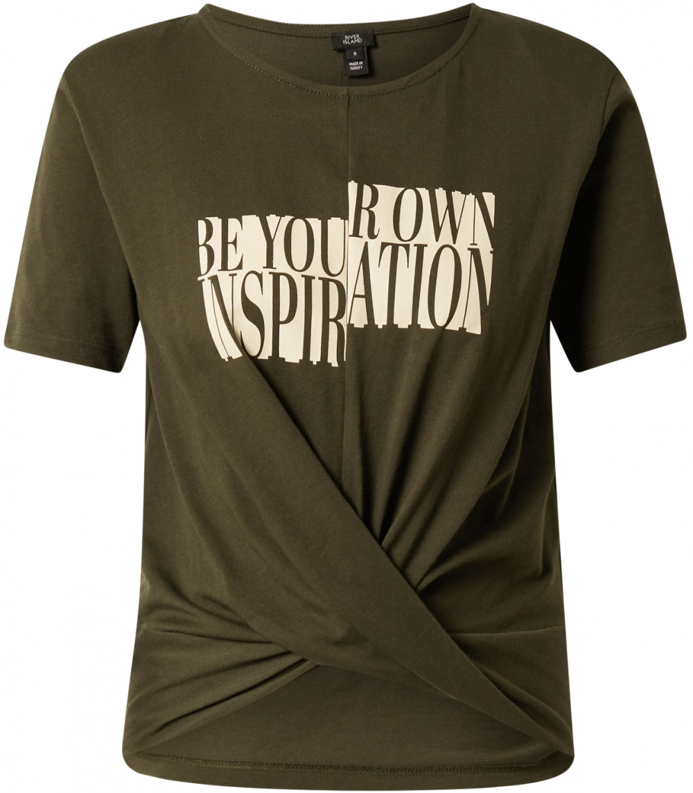 River Island Tričko  krémová / kaki