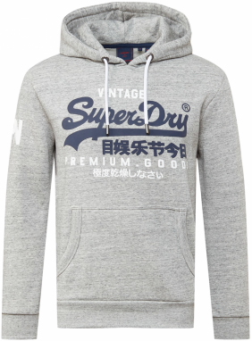 Superdry Mikina  tmavomodrá / sivá melírovaná / biela