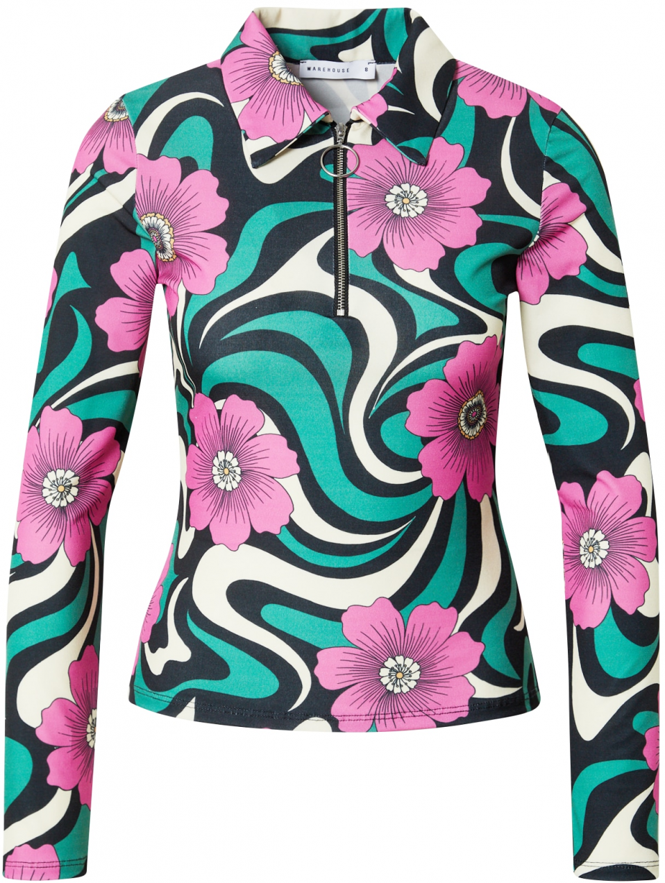 Warehouse Tričko  nefritová / ružová / čierna / biela