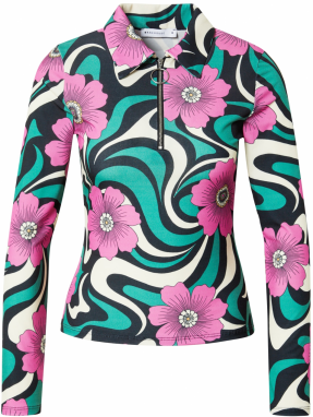 Warehouse Tričko  nefritová / ružová / čierna / biela