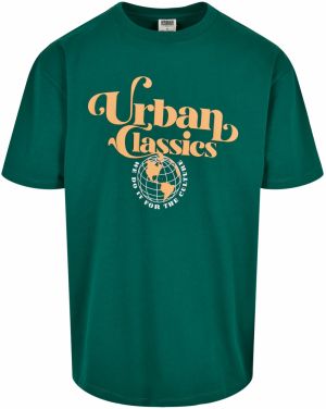 Urban Classics Tričko  svetložltá / smaragdová / biela