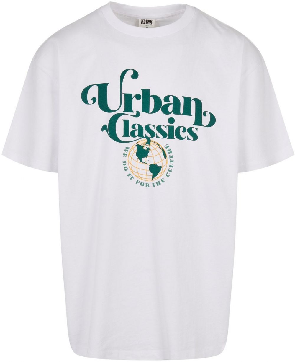 Urban Classics Tričko  tmavozelená / oranžová / biela