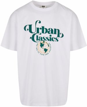 Urban Classics Tričko  tmavozelená / oranžová / biela
