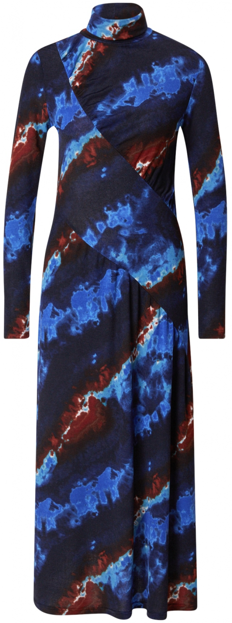 Warehouse Šaty  modrá / tmavomodrá / hrdzavohnedá