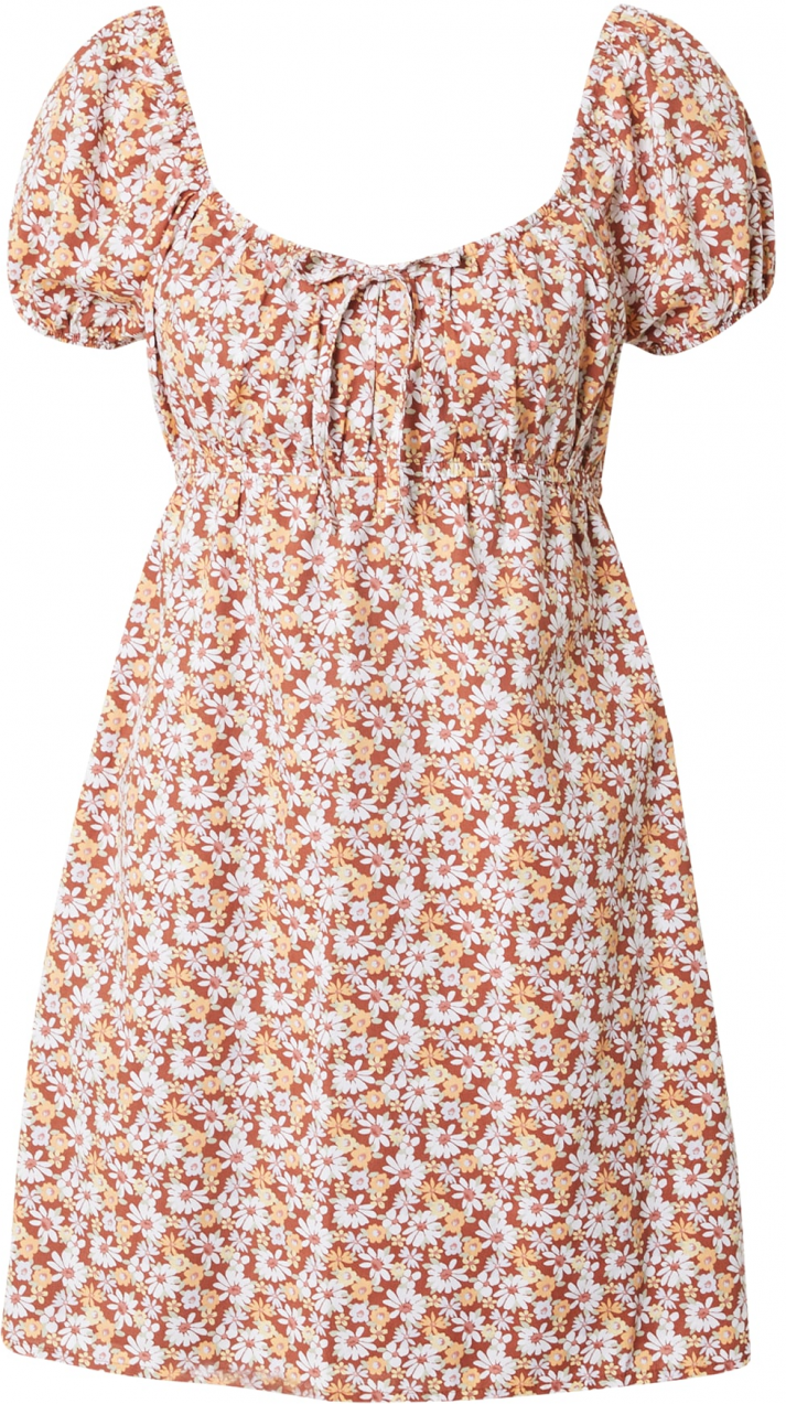 HOLLISTER Šaty  piesková / gaštanová / staroružová / šedobiela