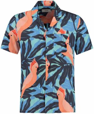 Shiwi Košeľa 'Tropical Cockatoo'  modrá / námornícka modrá / svetlomodrá / marhuľová / broskyňová