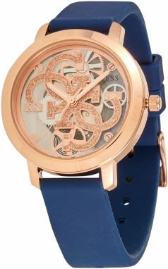 GUESS Analógové hodinky  modrá / ružové zlato / biela