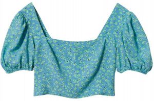 MANGO Blúzka 'DAISY'  modrá / svetlozelená / čierna