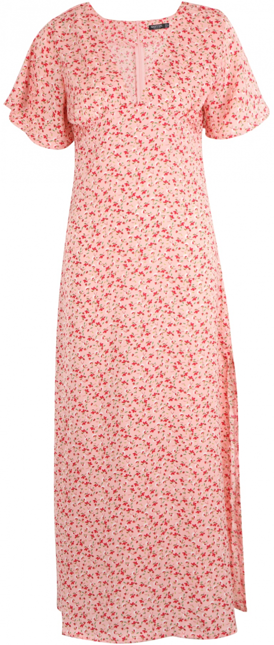 Nasty Gal Petite Šaty  zelená / svetloružová / červená / biela