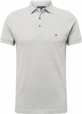 TOMMY HILFIGER Tričko  námornícka modrá / sivá melírovaná / červená / biela