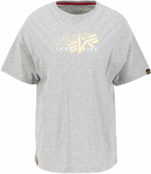 ALPHA INDUSTRIES Tričko  sivá melírovaná / broskyňová / čierna / biela