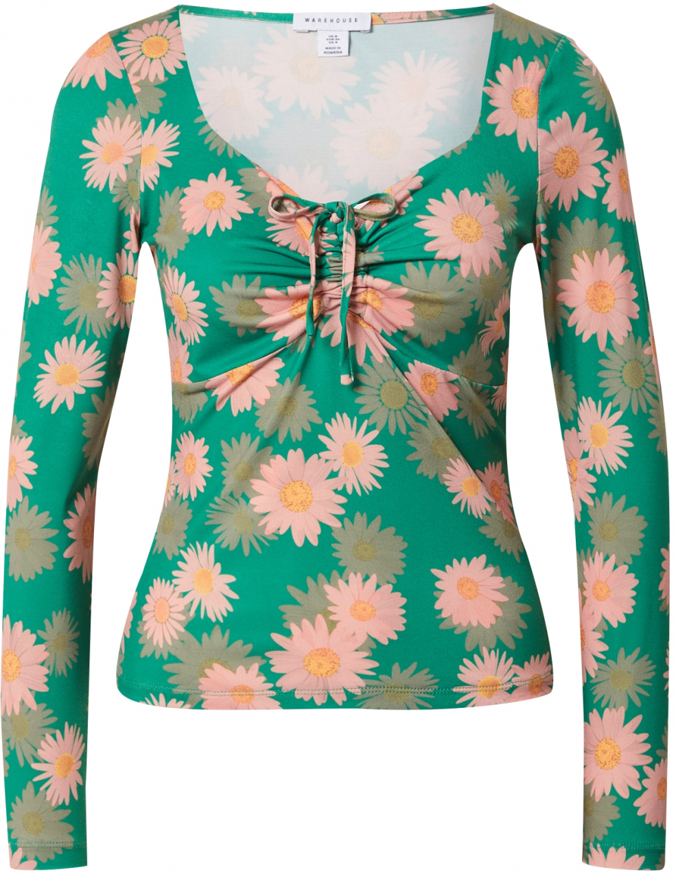 Warehouse Tričko  zelená / broskyňová / tmavooranžová