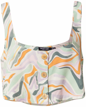 Nasty Gal Top  mätová / tmavozelená / pastelovo fialová / oranžová / biela