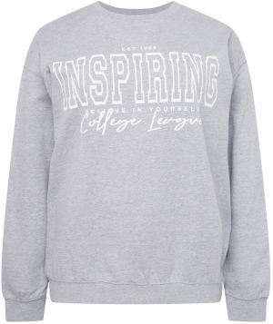 River Island Plus Mikina 'INSPIRE'  sivá melírovaná / biela