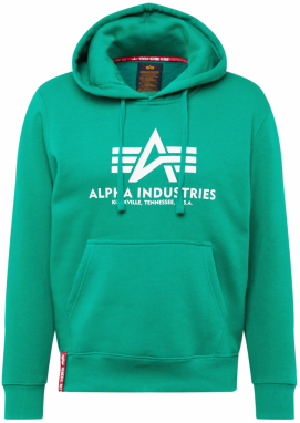 ALPHA INDUSTRIES Mikina  zelená / biela