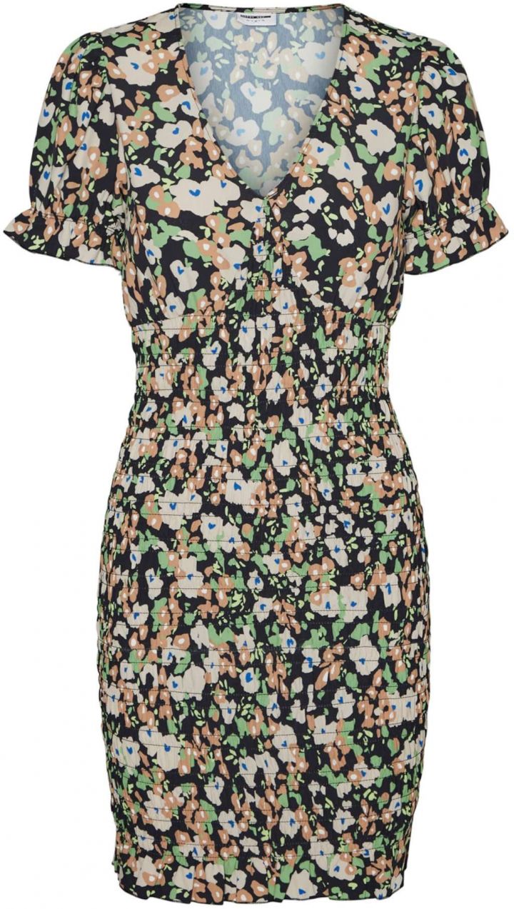 Noisy May Petite Šaty 'Vigga'  krémová / modrá / svetlozelená / čierna