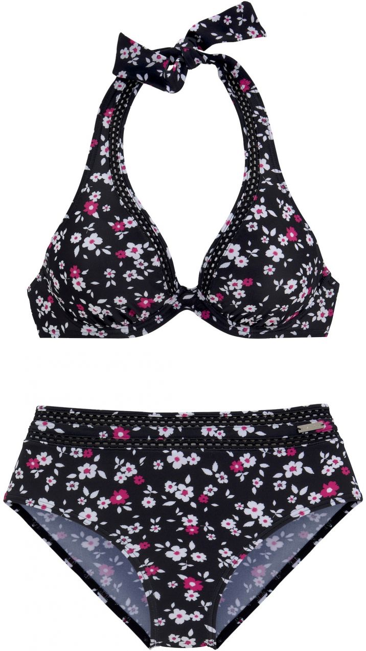 LASCANA Bikiny  ružová / čierna / biela