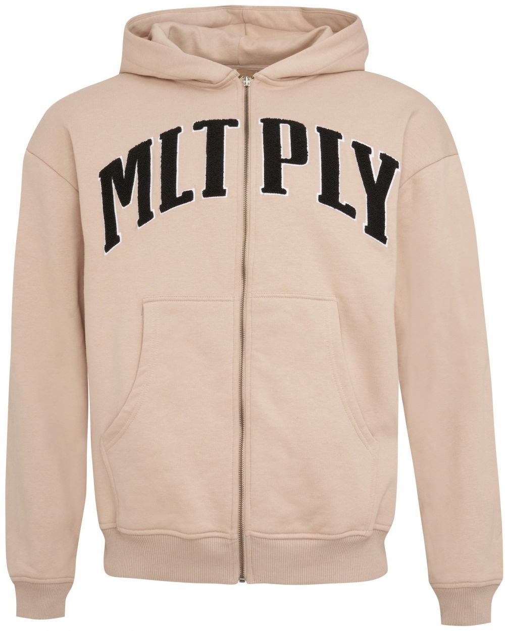 Multiply Apparel Tepláková bunda 'Embroidery'  svetlobéžová / čierna / biela