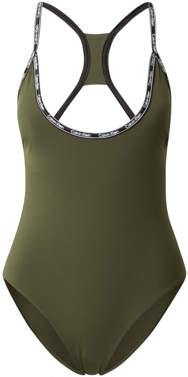 Calvin Klein Swimwear Jednodielne plavky  kaki / čierna / biela