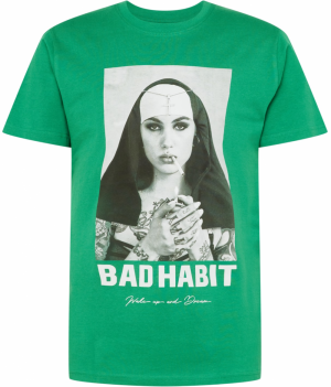 Mister Tee Tričko 'Bad Habit'  zelená / čierna / biela