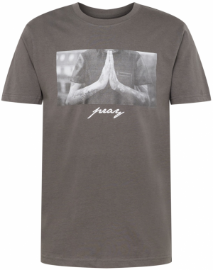 Mister Tee Tričko 'Pray'  tmavosivá / biela