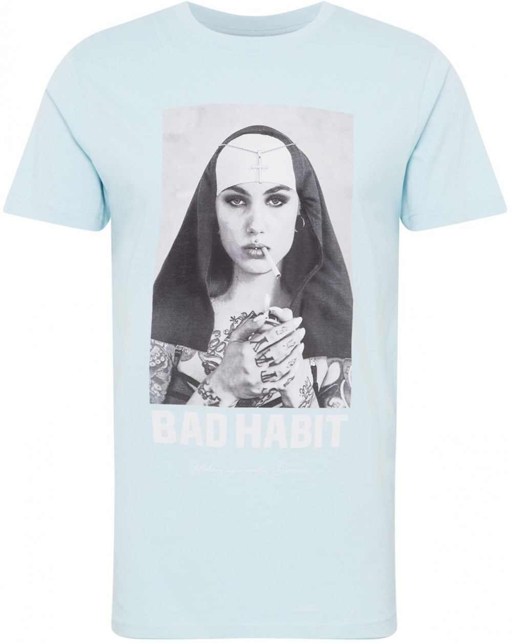 Mister Tee Tričko 'Bad Habit'  vodová / sivá / svetlosivá / čierna