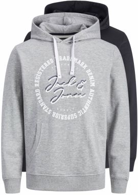 JACK & JONES Mikina  svetlosivá / červená / čierna / biela