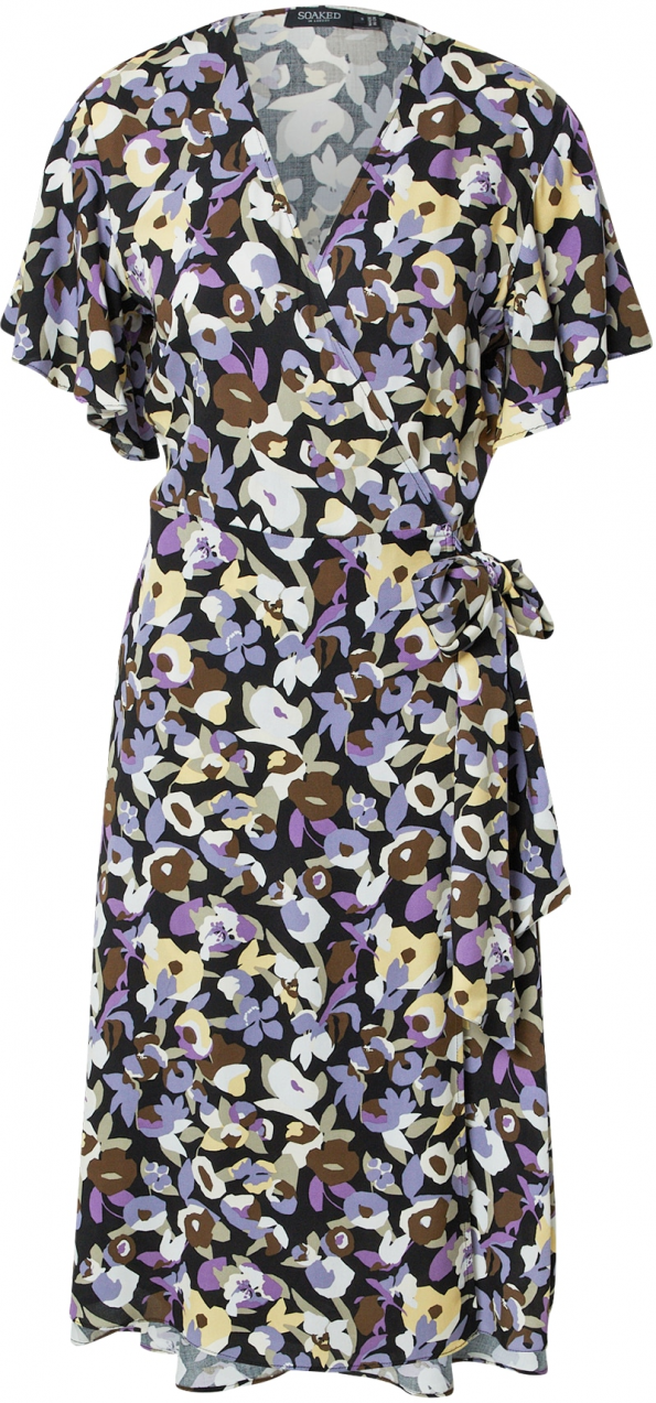 SOAKED IN LUXURY Šaty 'Cindra'  hnedá / fialová / čierna / biela