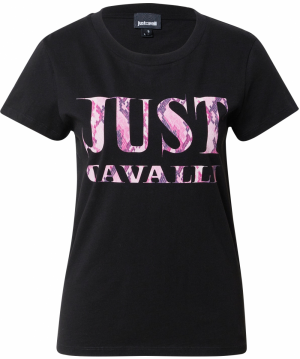 Just Cavalli Tričko  tmavofialová / fuksia / ružová / čierna
