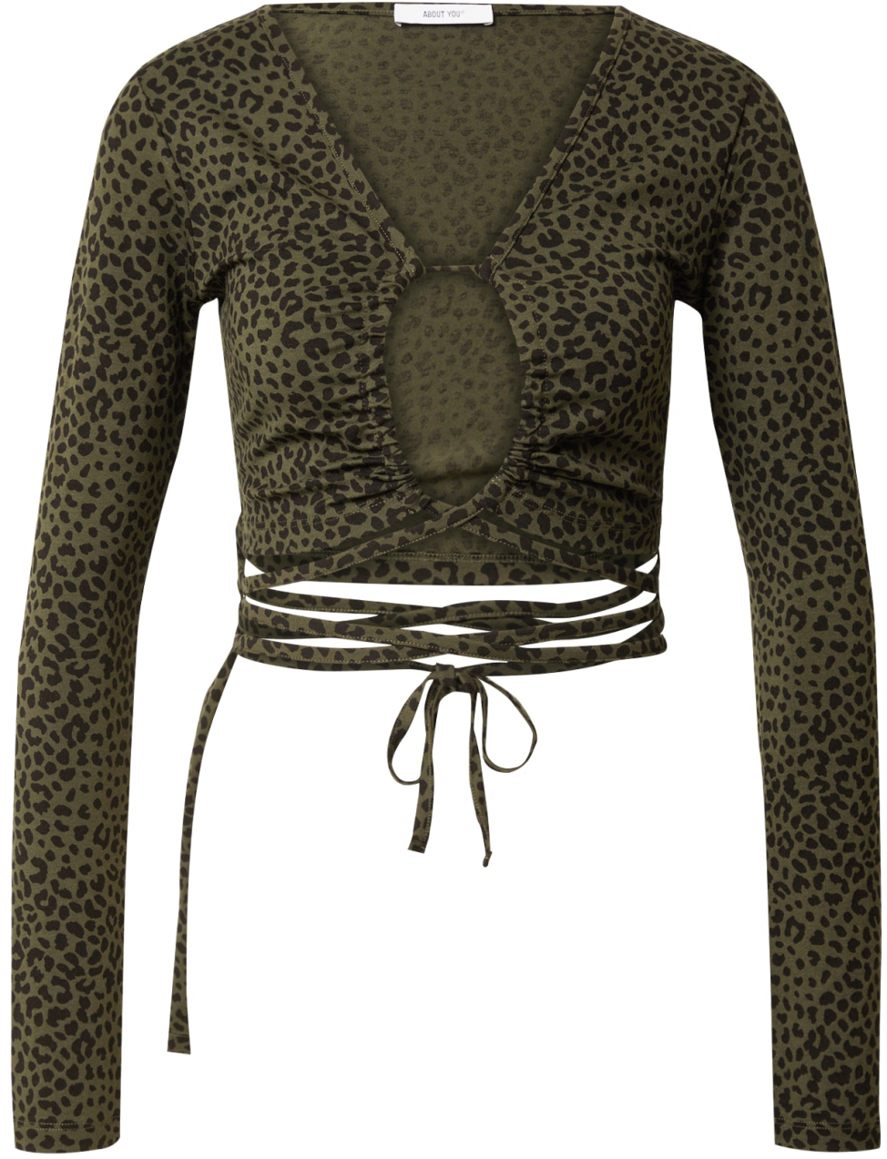 ABOUT YOU Tričko 'Sarah'  kaki / čierna