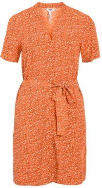 OBJECT Košeľové šaty 'Ema Elise'  tmavozelená / oranžová / biela